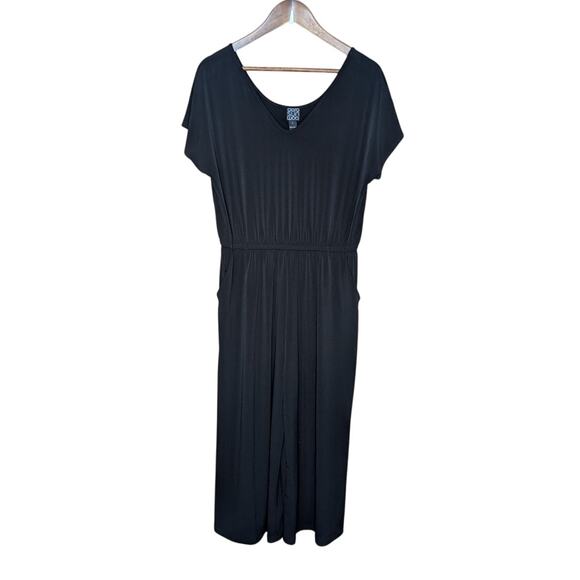 Clara Sun Woo Jumpsuit Womens Large Black Short Sleeves Cropped - Picture 1 of 11